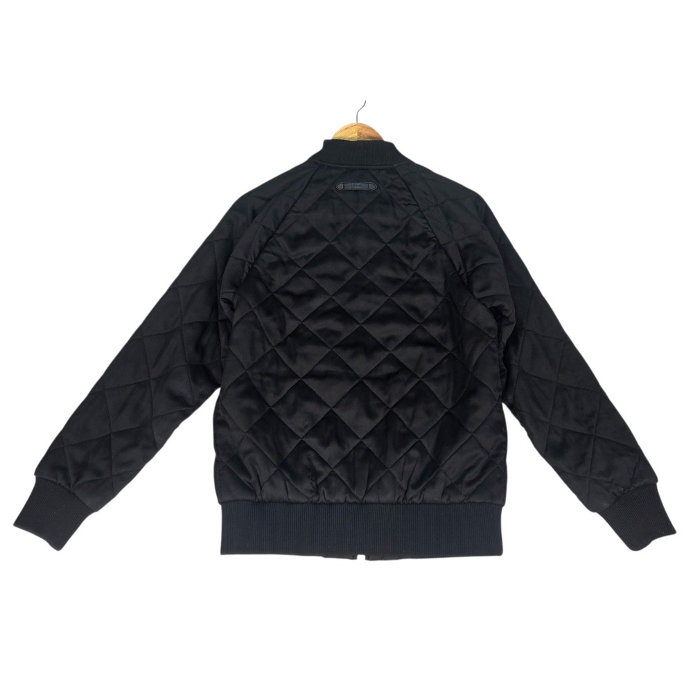 Coach Quilted Bomber Jacket Womens S Black Leopard Print Lining Baggy Oversized - Picture 2 of 11